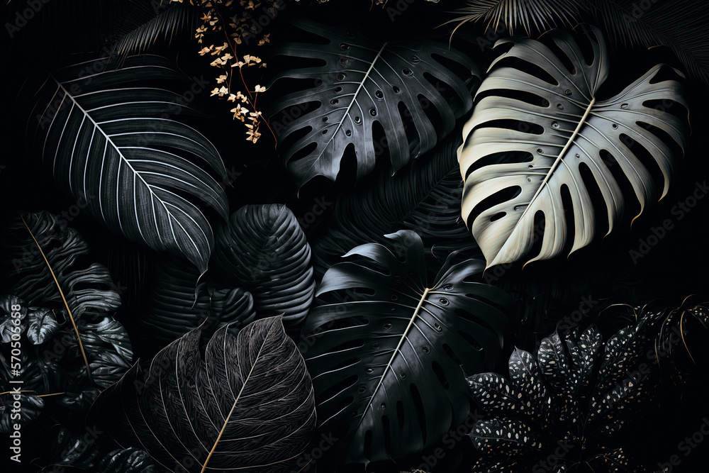 Luxury tropical leaves plant and foliage exotic background abstract of dark botany . Admirable Gener