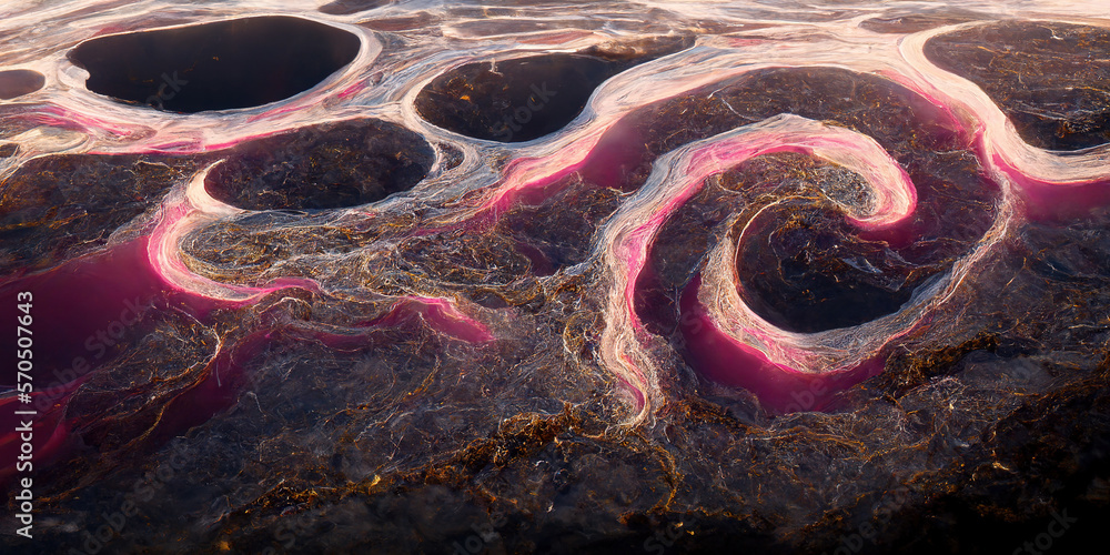 Sedate realistic marco detailed pink alcohol ink ripples pattern in agate design. Closeup turbulence