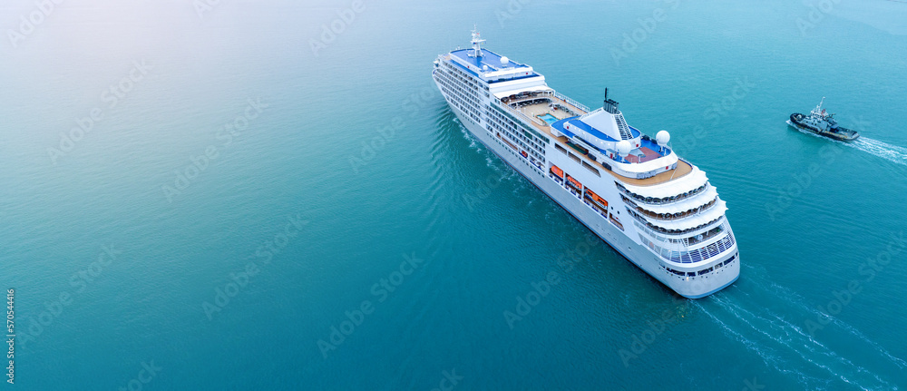 Cruise Ship, Cruise Liners beautiful white cruise ship above luxury cruise in the ocean sea at early