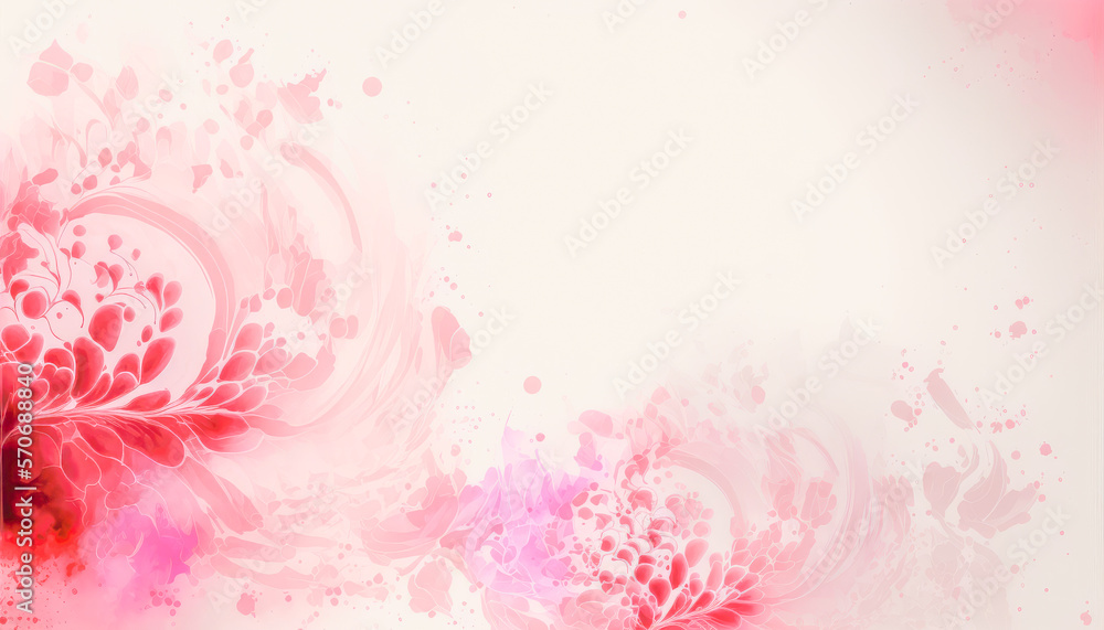 Abstract watercolor art background with pink flowers in style of watercolor paints design. Peculiar 