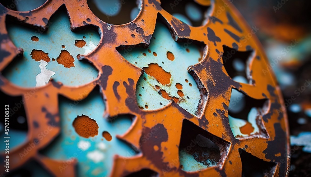  a rusted metal object with holes in the middle of its center and a hole in the middle of the cente