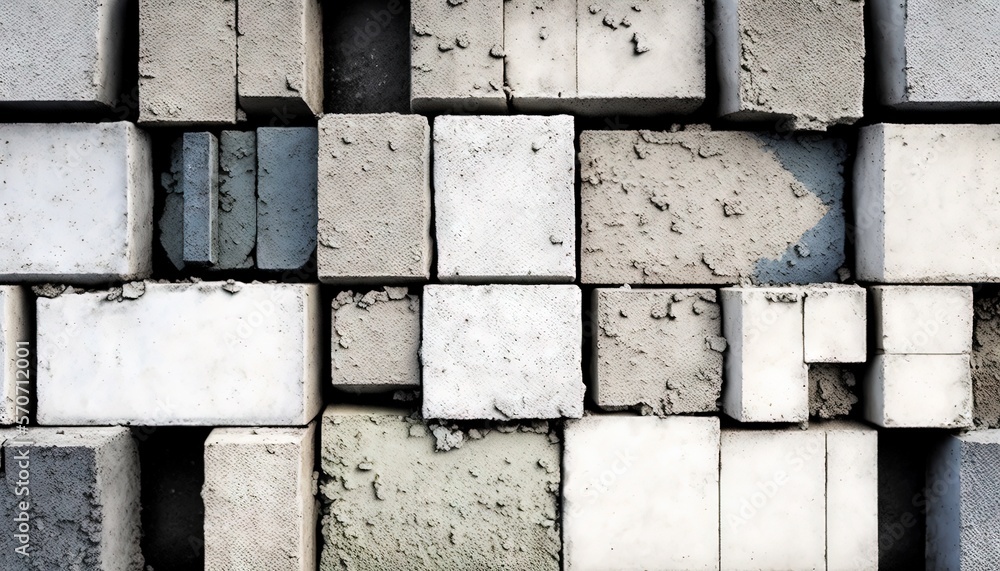  a bunch of cement blocks stacked on top of each other in a pattern of squares and rectangles, all i