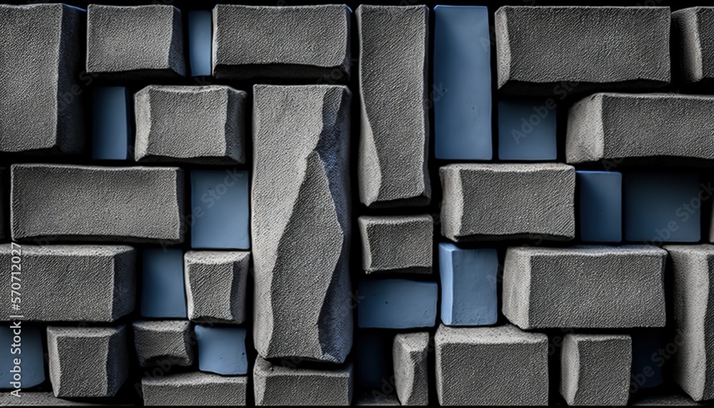  a close up of a wall made out of blocks of concrete and cement blocks of varying sizes and colors, 