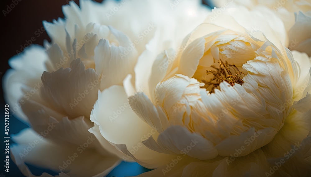  a close up of a white flower with water droplets on its petals and a black background behind it, w