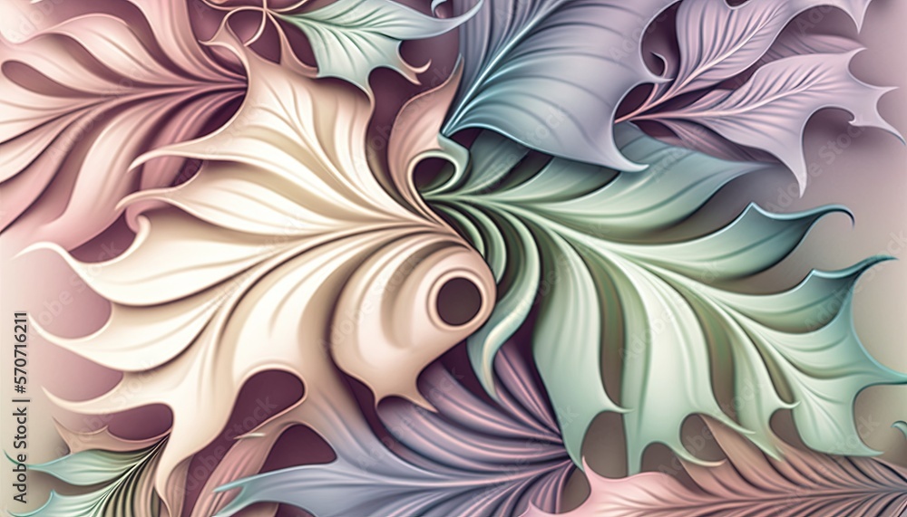  a computer generated image of a leafy pattern on a white background with a pink and blue background