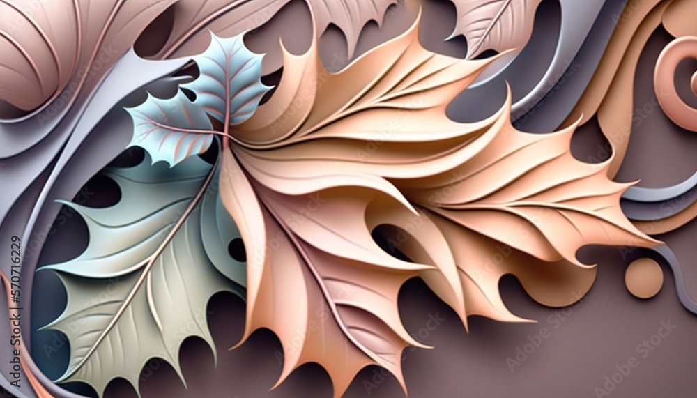  a computer generated image of a leafy pattern on a wall with a brown background and a pink backgrou