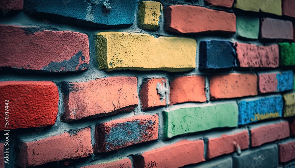  a colorful brick wall with a cross on the top of it and a cross on the bottom of the wall on the bo