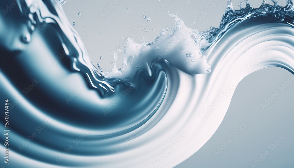  a blue wave of water with a splash of water on its side and a light blue background with a light b