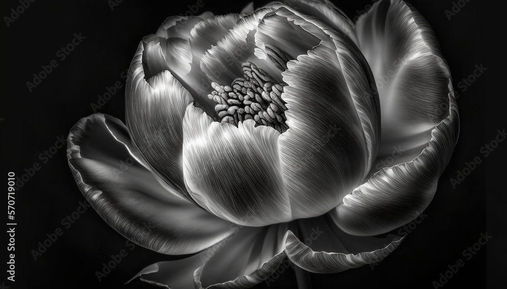  a black and white photo of a large flower with a center flower in the middle of the flower, with a 