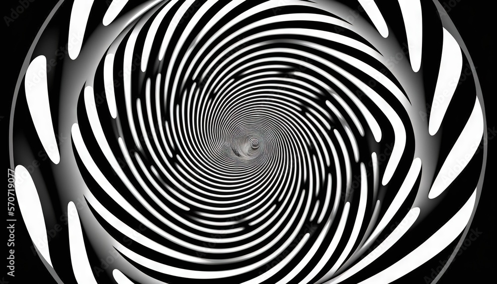  a black and white photo of a circular object with a black and white swirl in the middle of the imag