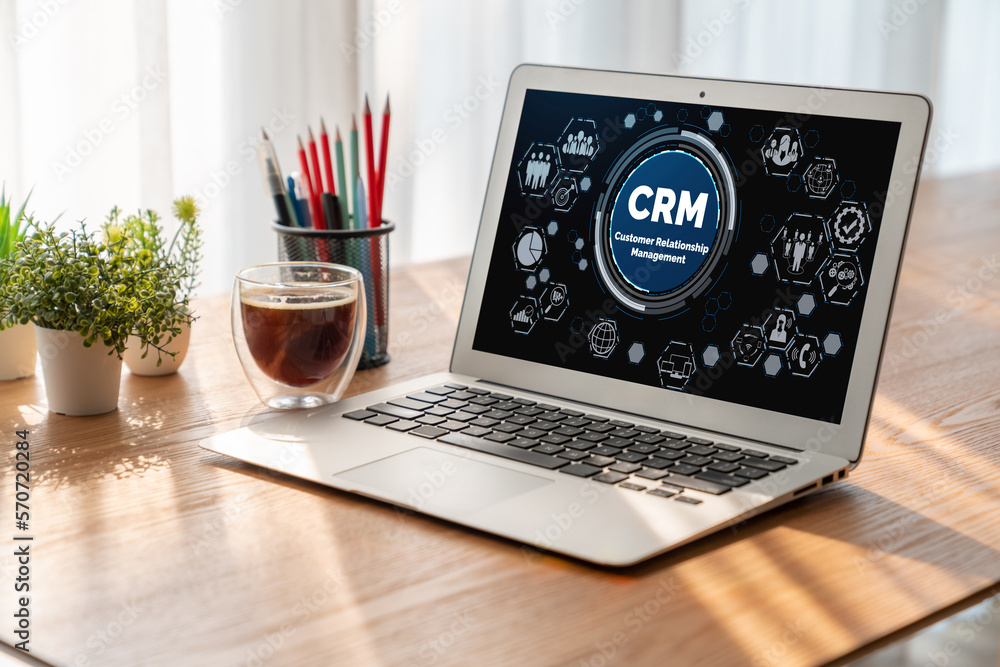 Customer relationship management system on modish computer for CRM business and enterprise