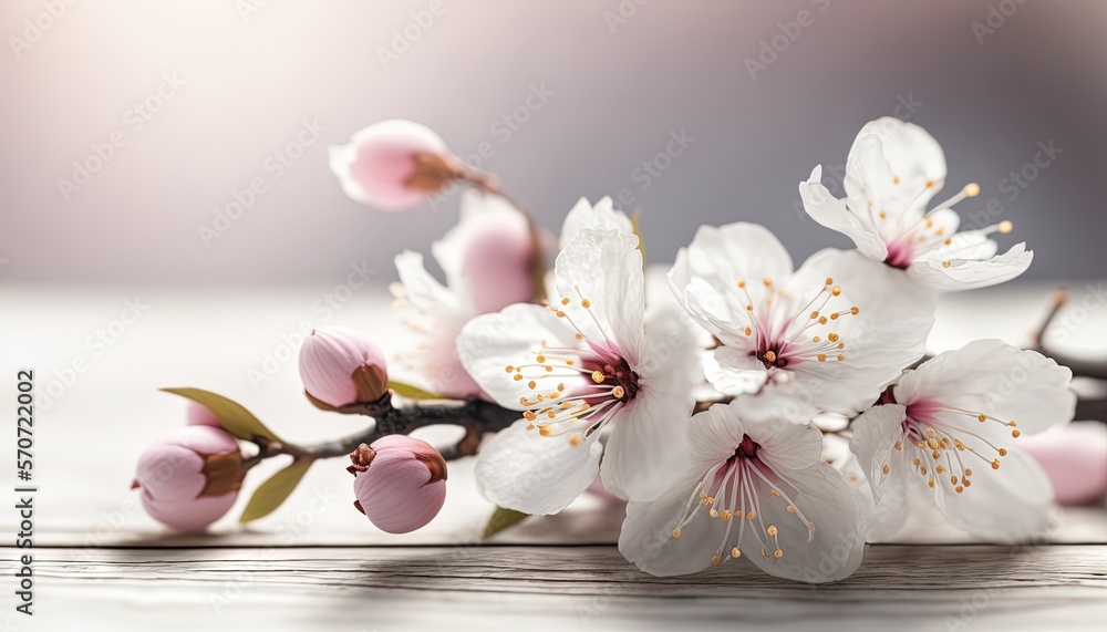  a close up of a white flower on a wooden table with a blurry back ground in the background and a bl