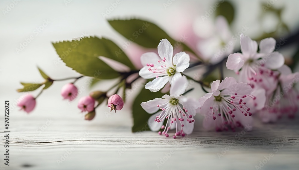  a close up of a bunch of flowers on a wooden table with leaves and flowers on the top of the flower