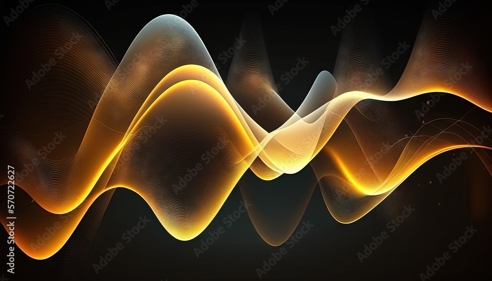  a computer generated image of a wave of orange and yellow colors on a black background with a black