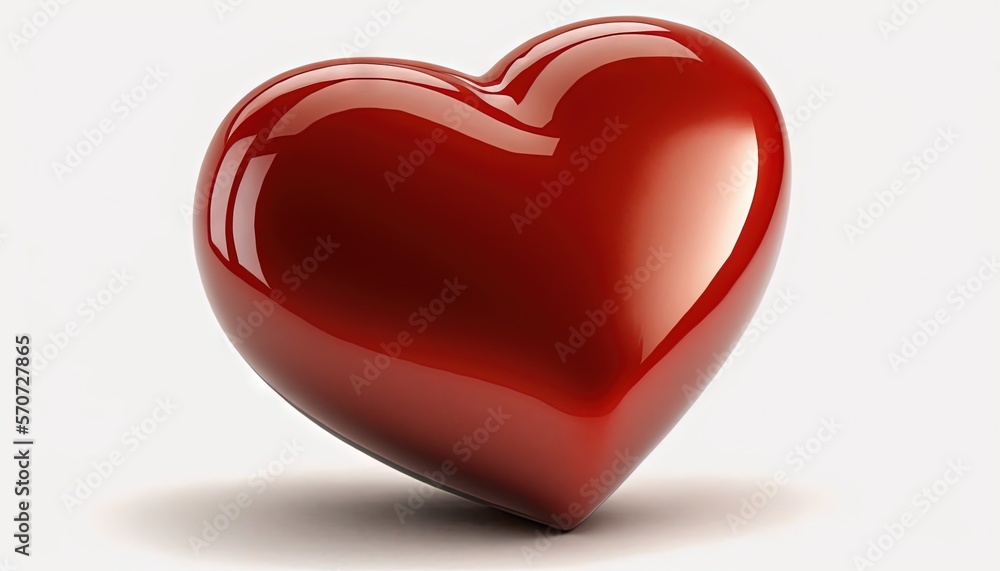  a red heart shaped object on a white background with a shadow on the ground and a shadow on the gro