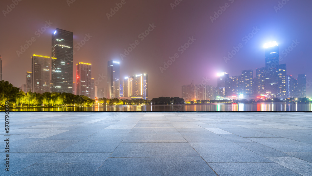 The roads and financial district buildings