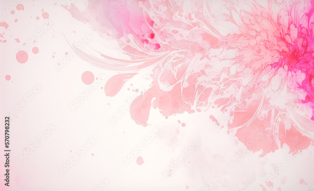 Abstract watercolor art background with pink flowers in style of watercolor paints design. Peculiar 