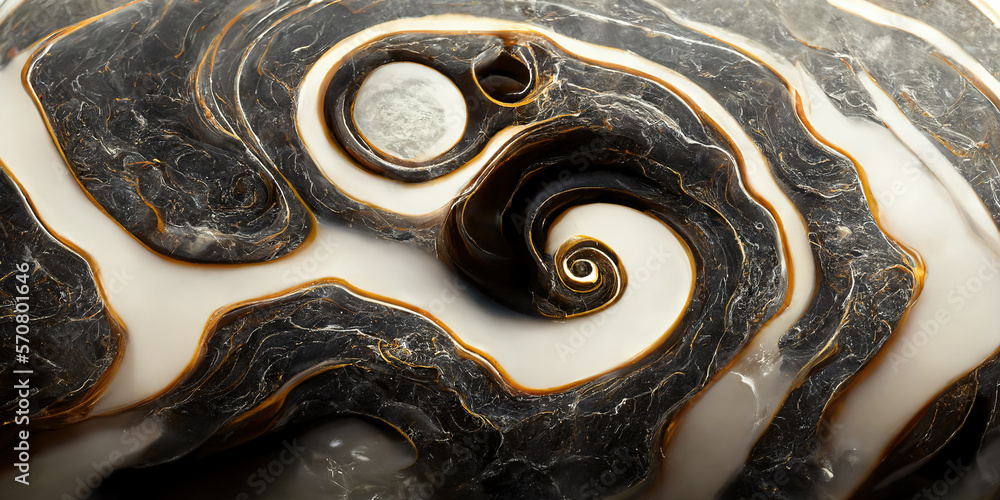 Sedate abstract marco luxurious black and gold solid turbulence wave. Swirled oil alcohol ink in mar