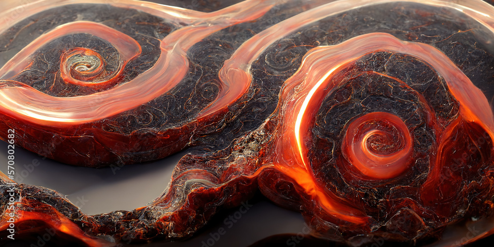 Sedate realistic marco detailed black and red alcohol ink ripples pattern in agate design. Closeup t