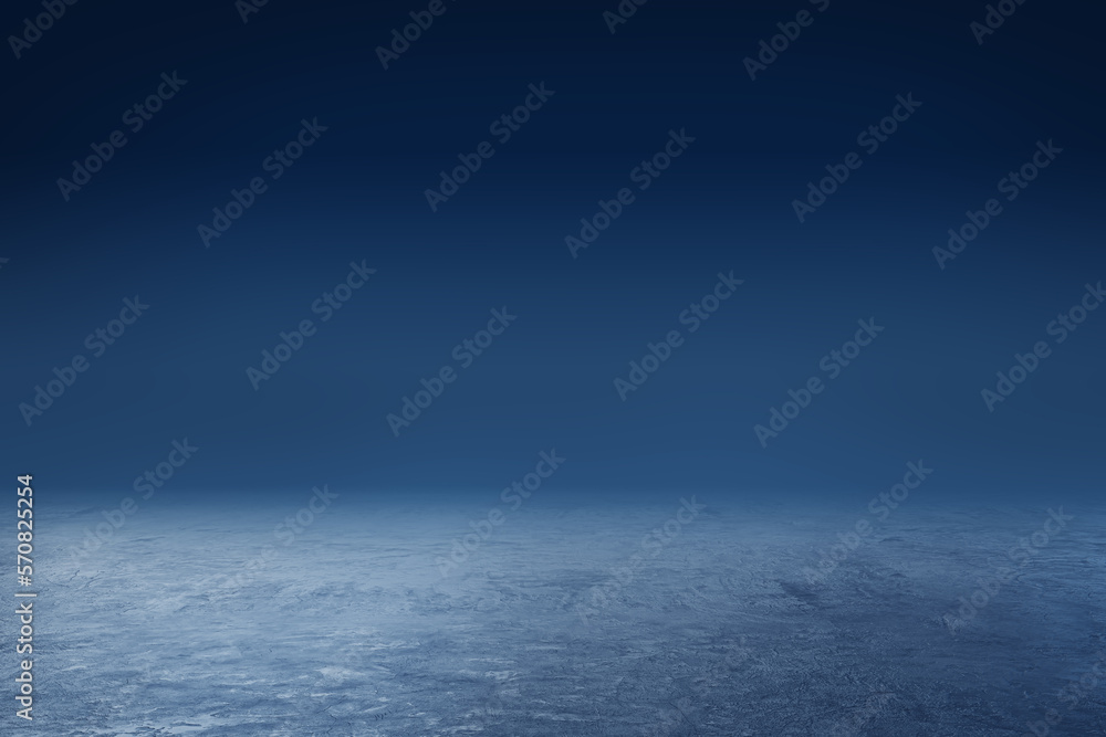 Front view on abstract empty blue concrete surface with place for product presentation or advertisin