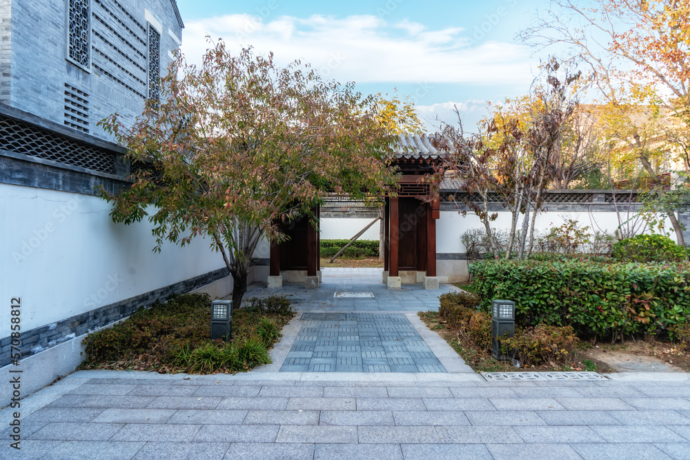 Outdoor Chinese courtyard street scene