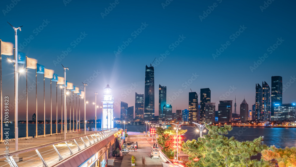 Night view of Qingdao Coastline City