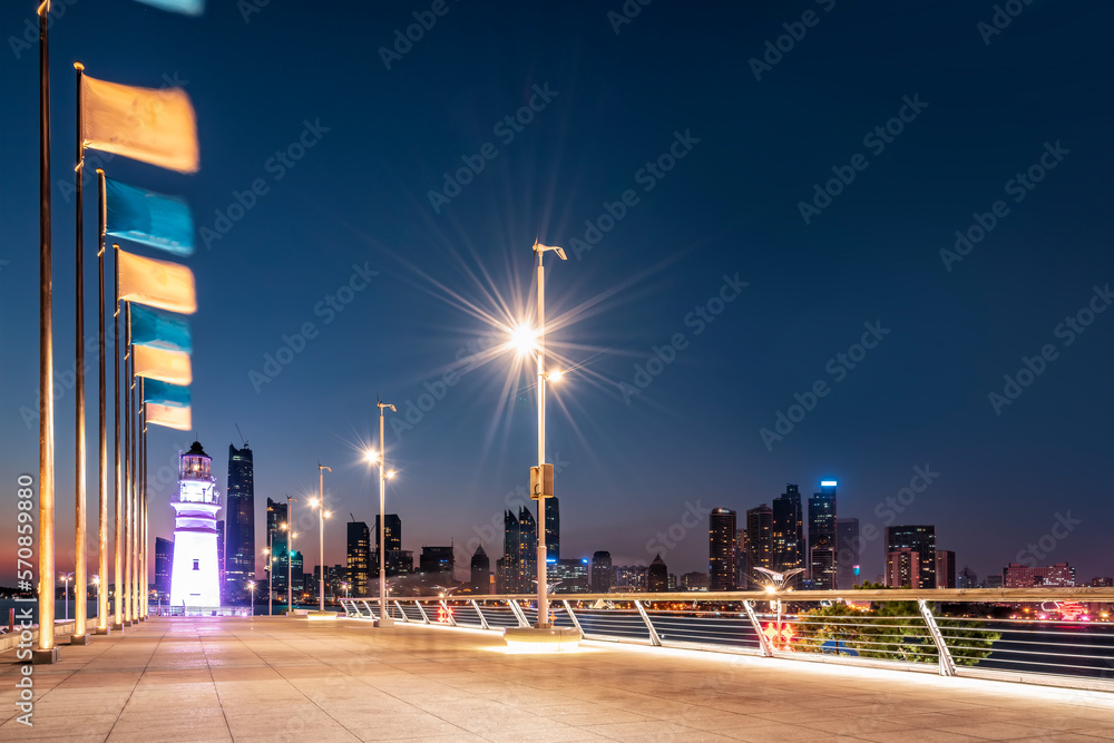 Night view of Qingdao Coastline City