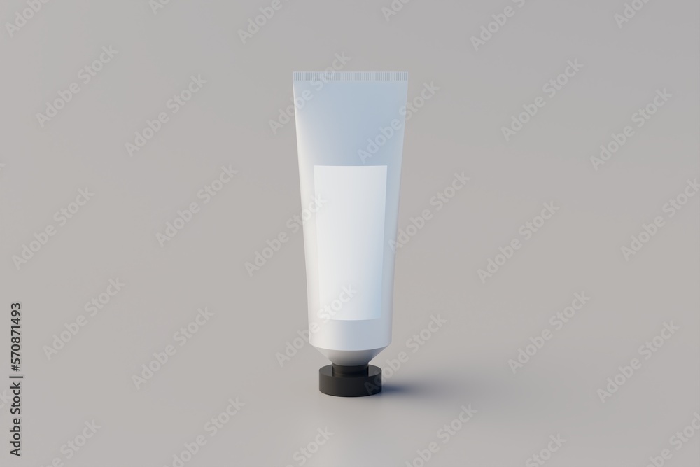 Aluminum Plastic Cosmetic Multiple Paint Tube Mockup Blank Label. 3D Illustration