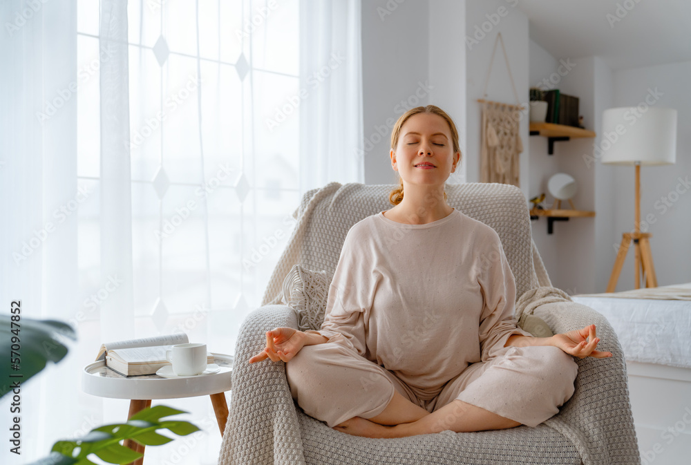 woman practicing meditation