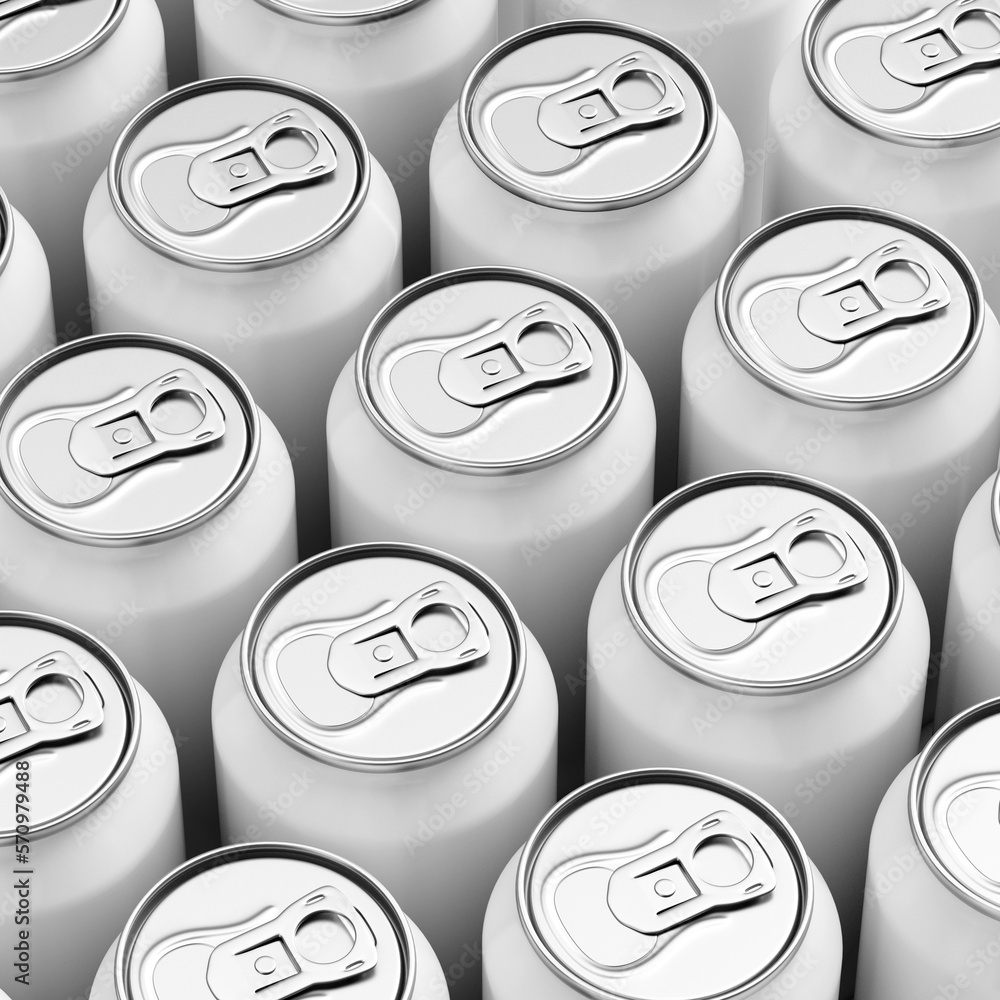 Aluminum cans background - 3d rendering