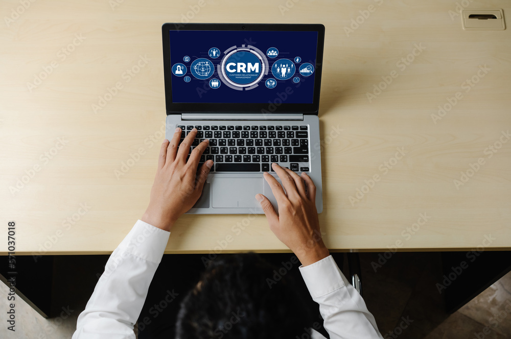 Customer relationship management system on modish computer for CRM business and enterprise