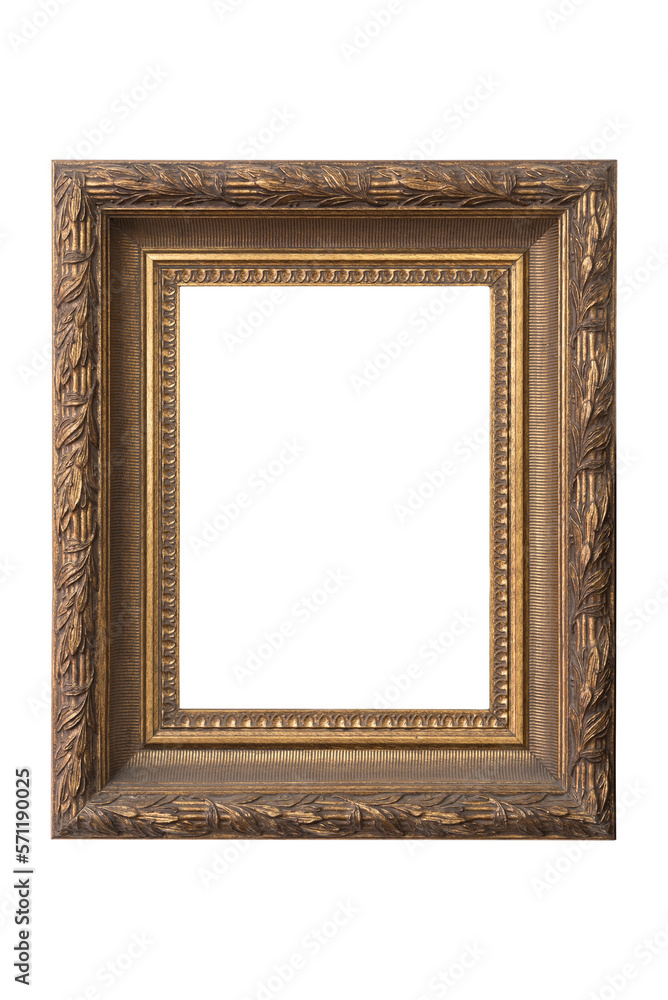 Vintage golden Square Picture Frame isolated on background