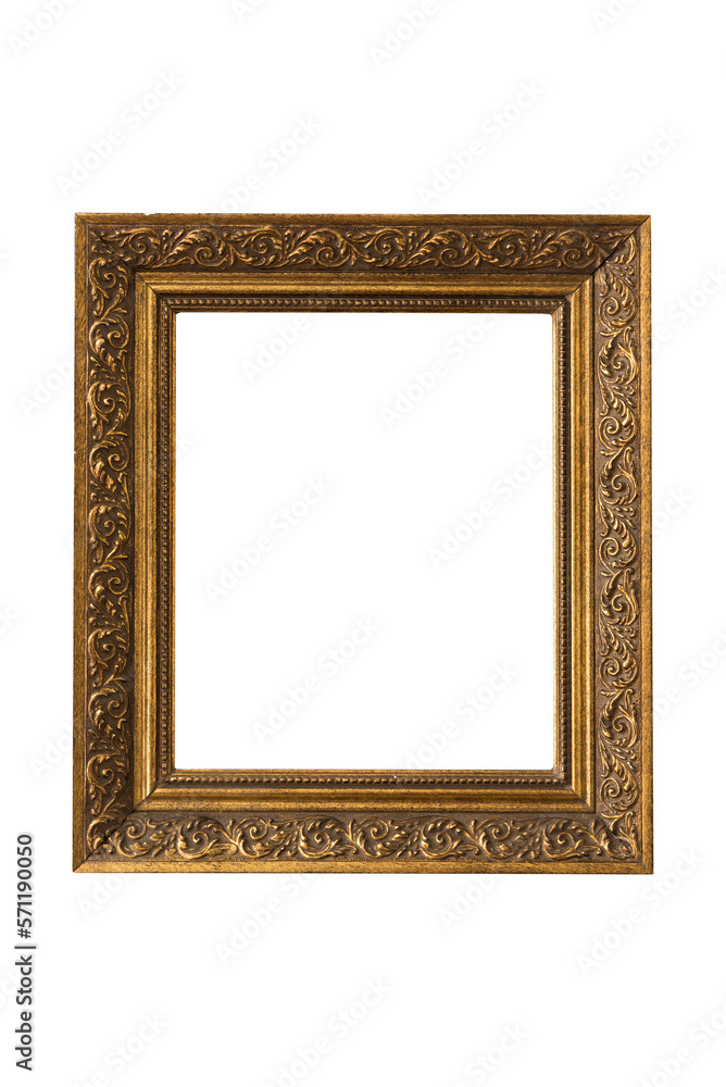 Vintage golden Square Picture Frame isolated on background