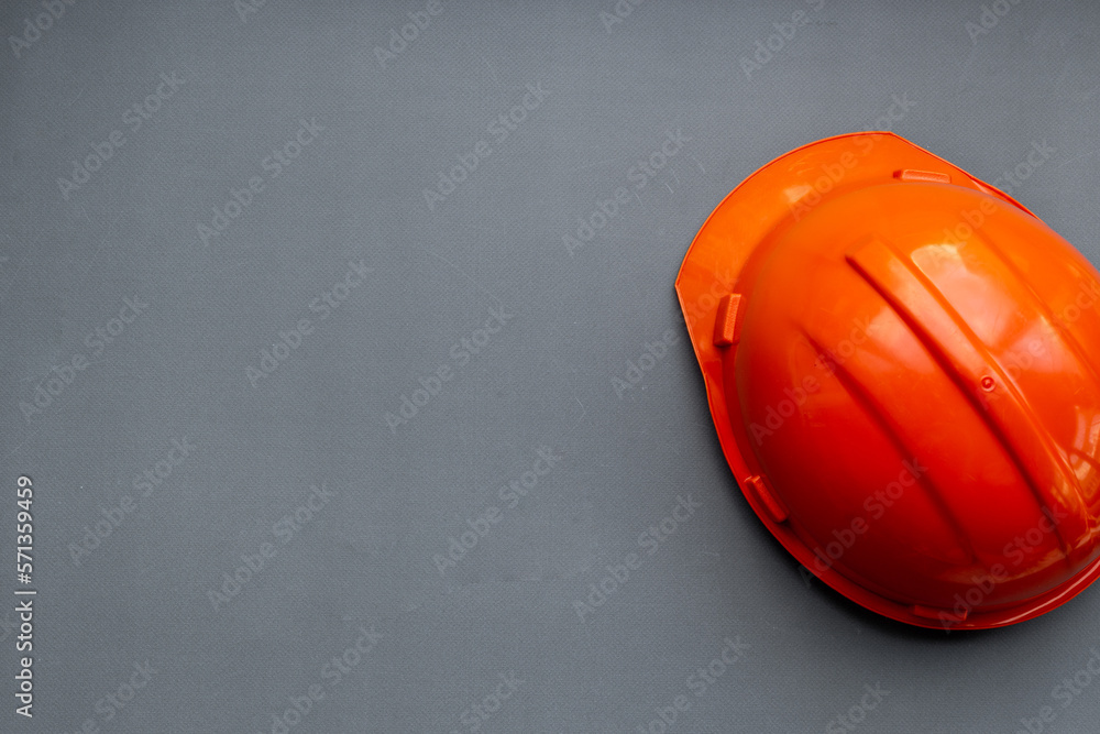 Engineer safety construction helmet top view. Construction concept