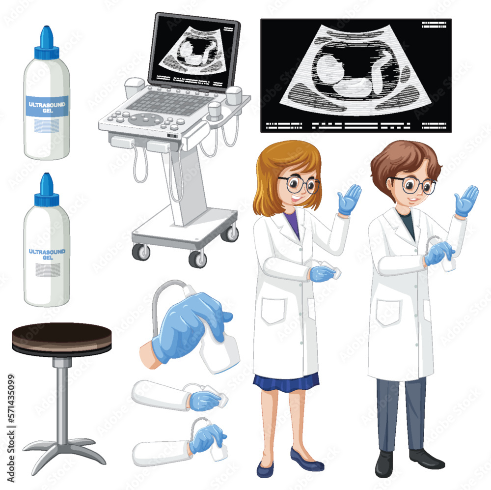 Set of medical instruments for pregnancy ultrasound