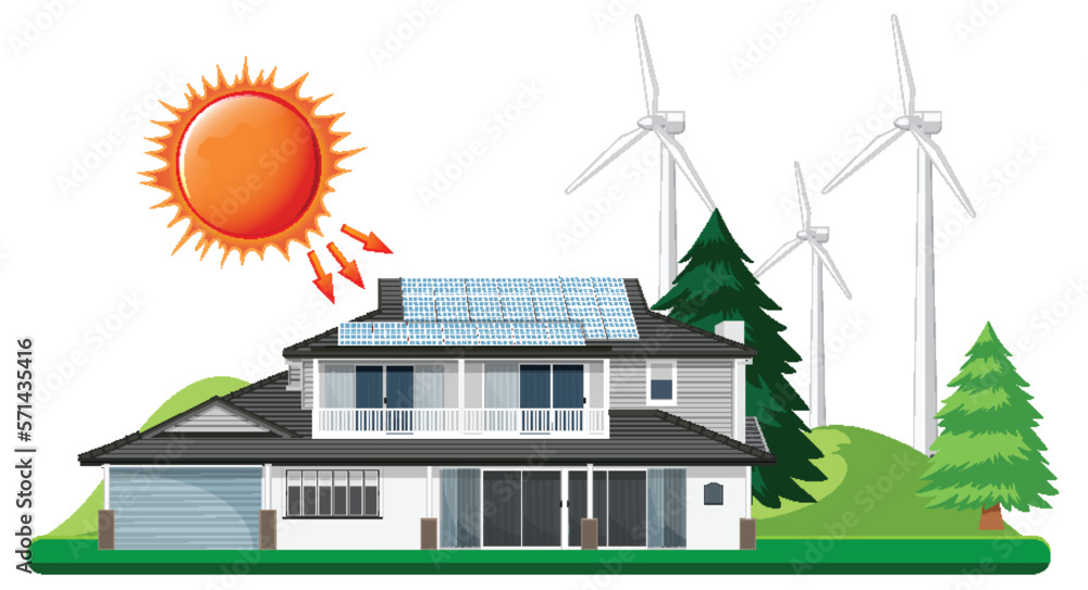 Solar energy with house and solar cell