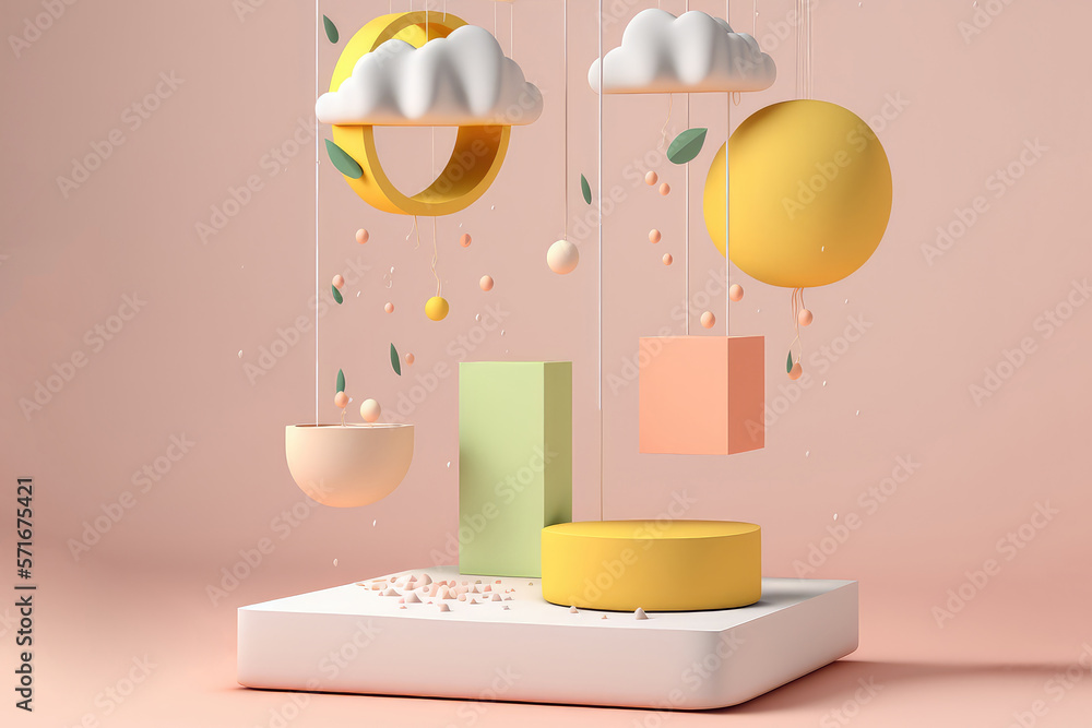 Modern background platform with pastel podium. Background 3d rendering (ai generated)