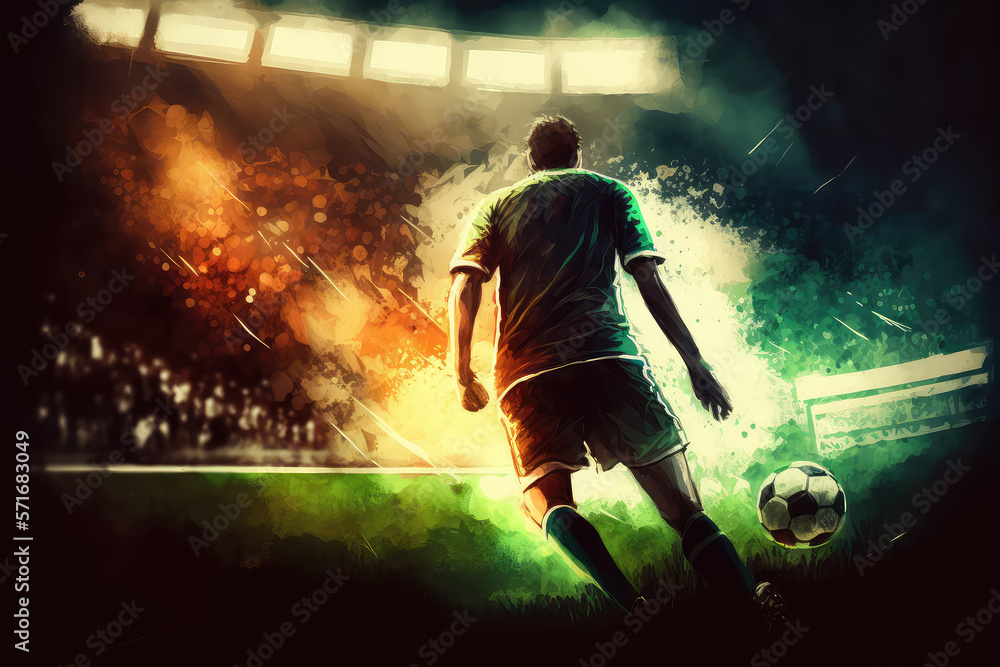 illustration painting of abstract football soccer (ai generated)