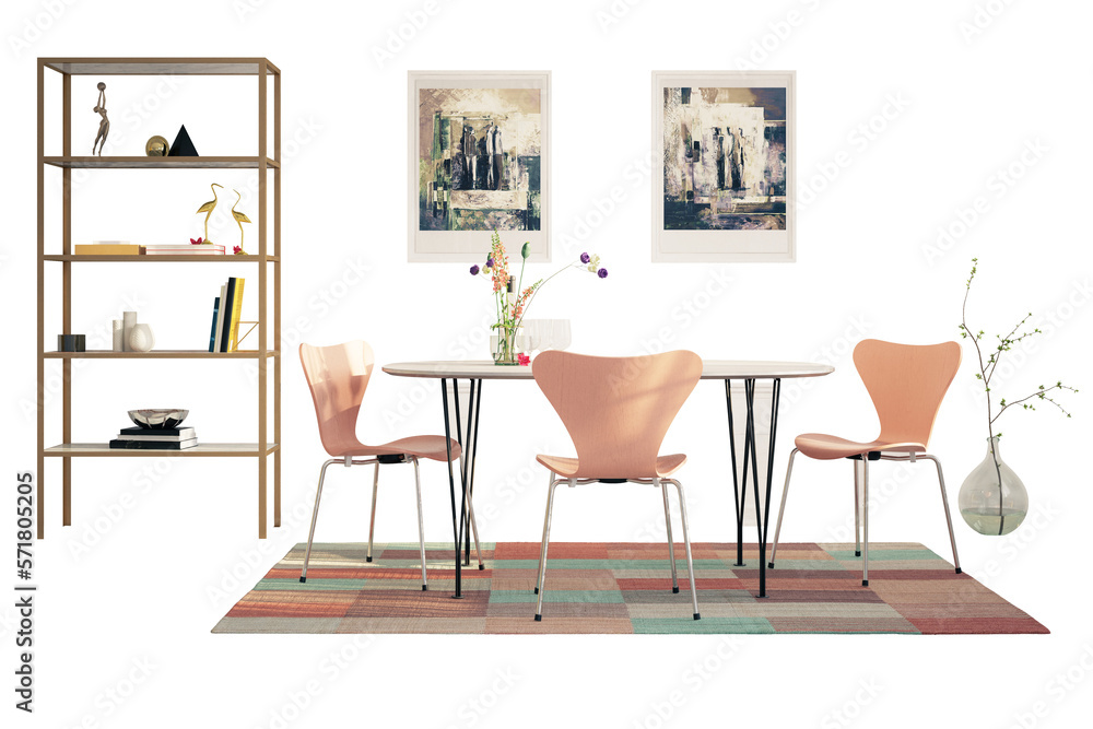 Cute Dinning Room Furniture Design - isolated 3D Visualization