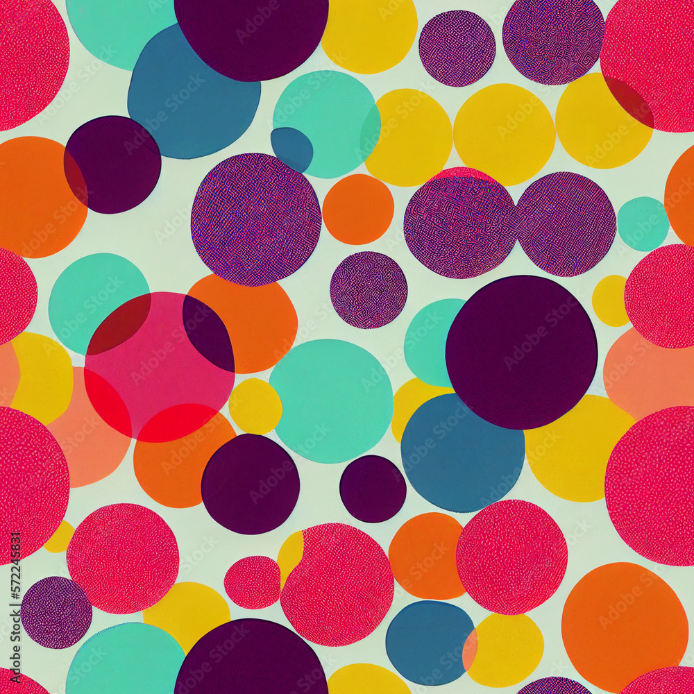 Seamless pattern with colorful balls, Generative AI