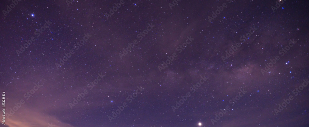 very beautiful panorama night blue sky and star background.with grain and select white balance.