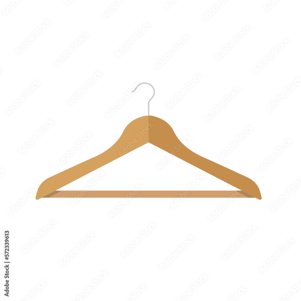 Wooden clothes hanger isolated on a white background. Vector stock