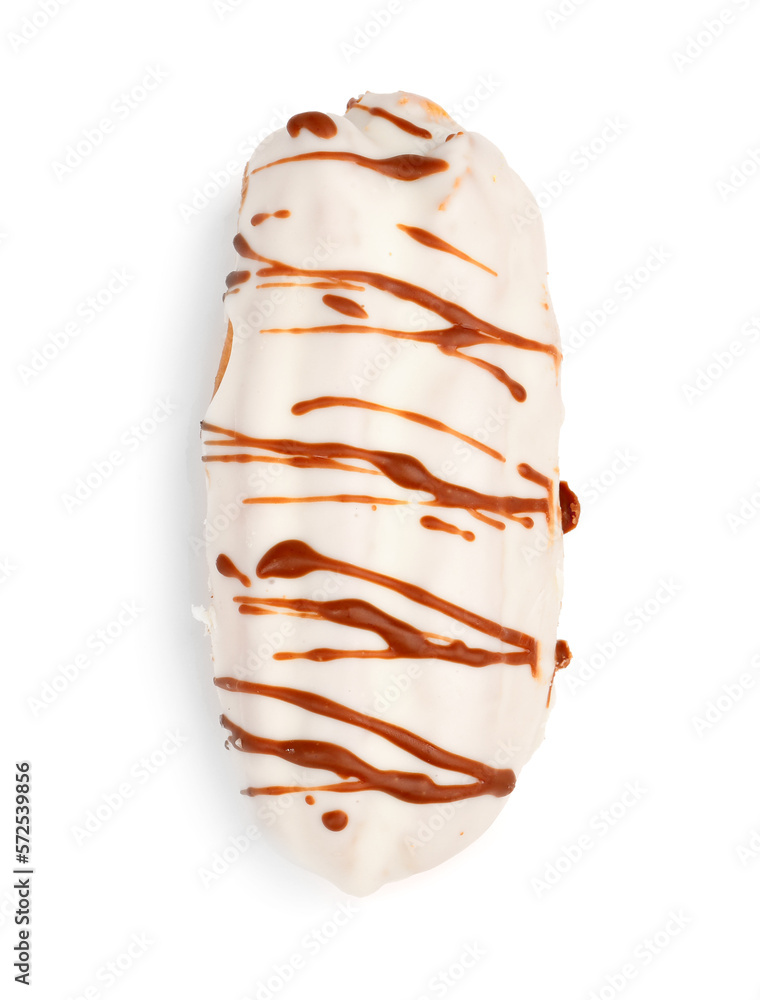 Delicious eclair isolated on white background