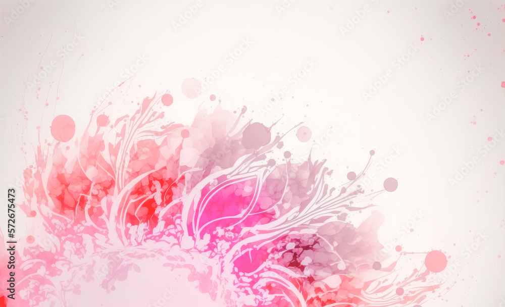 Abstract watercolor art background with pink flowers in style of watercolor paints design. Peculiar 