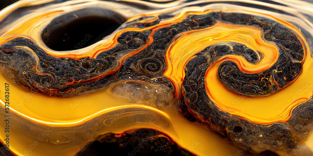 Sedate abstract marco luxurious black and gold solid turbulence wave. Swirled oil alcohol ink in mar