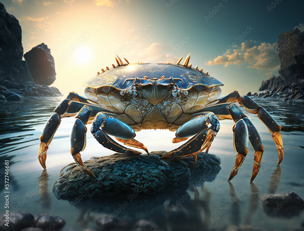 blue crab on the beach to enjoy nature, Bright sky, Safe Atmosphere, HQ landscape, photorealistic, u