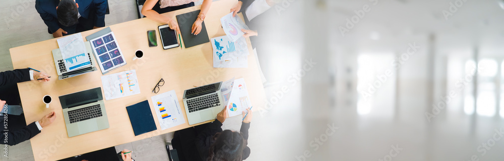 Business people group meeting shot from top widen view in office . Profession businesswomen, busines