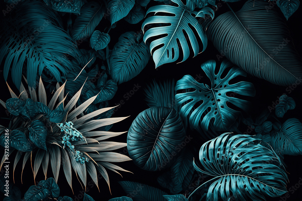 Luxury tropical leaves plant and foliage exotic background abstract of dark botany . Admirable Gener