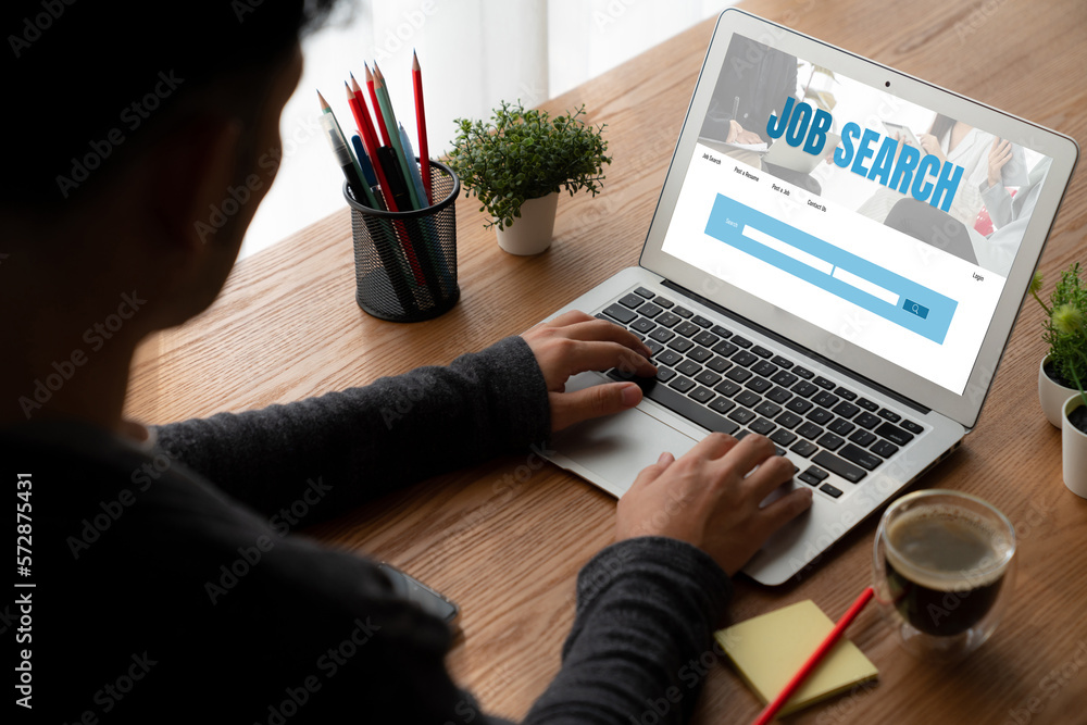 Online job search on modish website for worker to search for job opportunities on the recruitment in