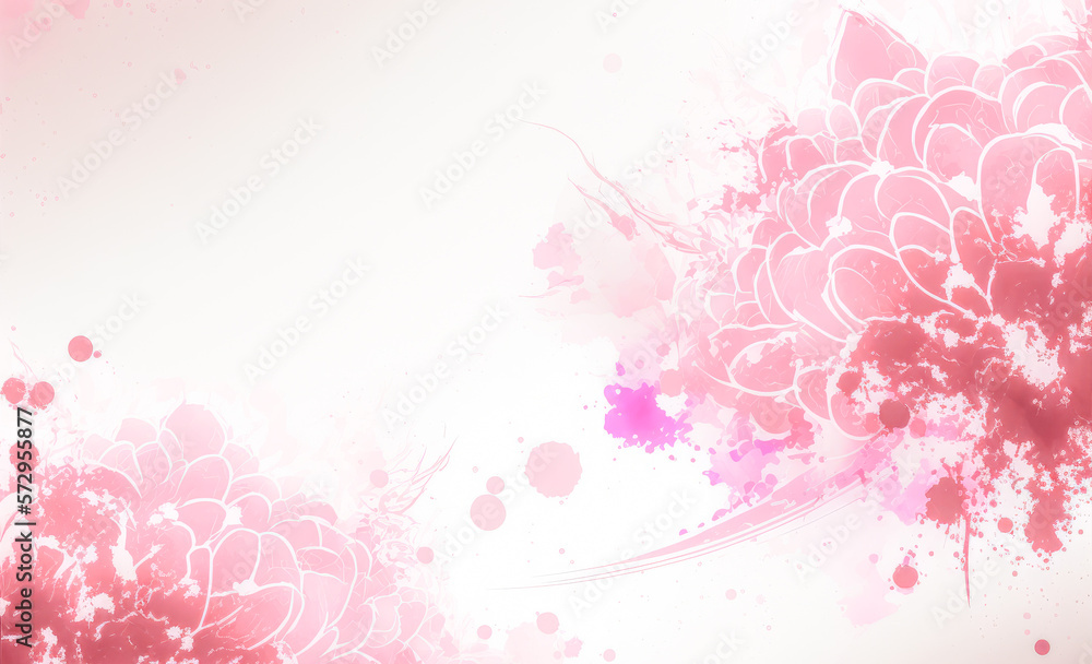 Abstract watercolor art background with pink flowers in style of watercolor paints design. Peculiar 